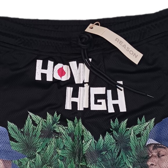 Reason Brand x How High Mens Small Mesh Short Black Adjustable Drawstring Mens S - Picture 2 of 6